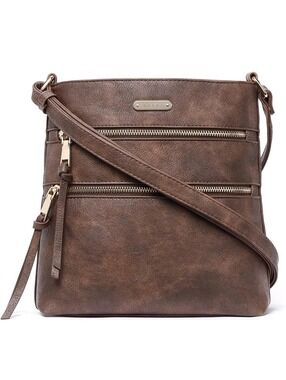 CLUCI Coffee Brown Multi-Zip Crossbody Bag